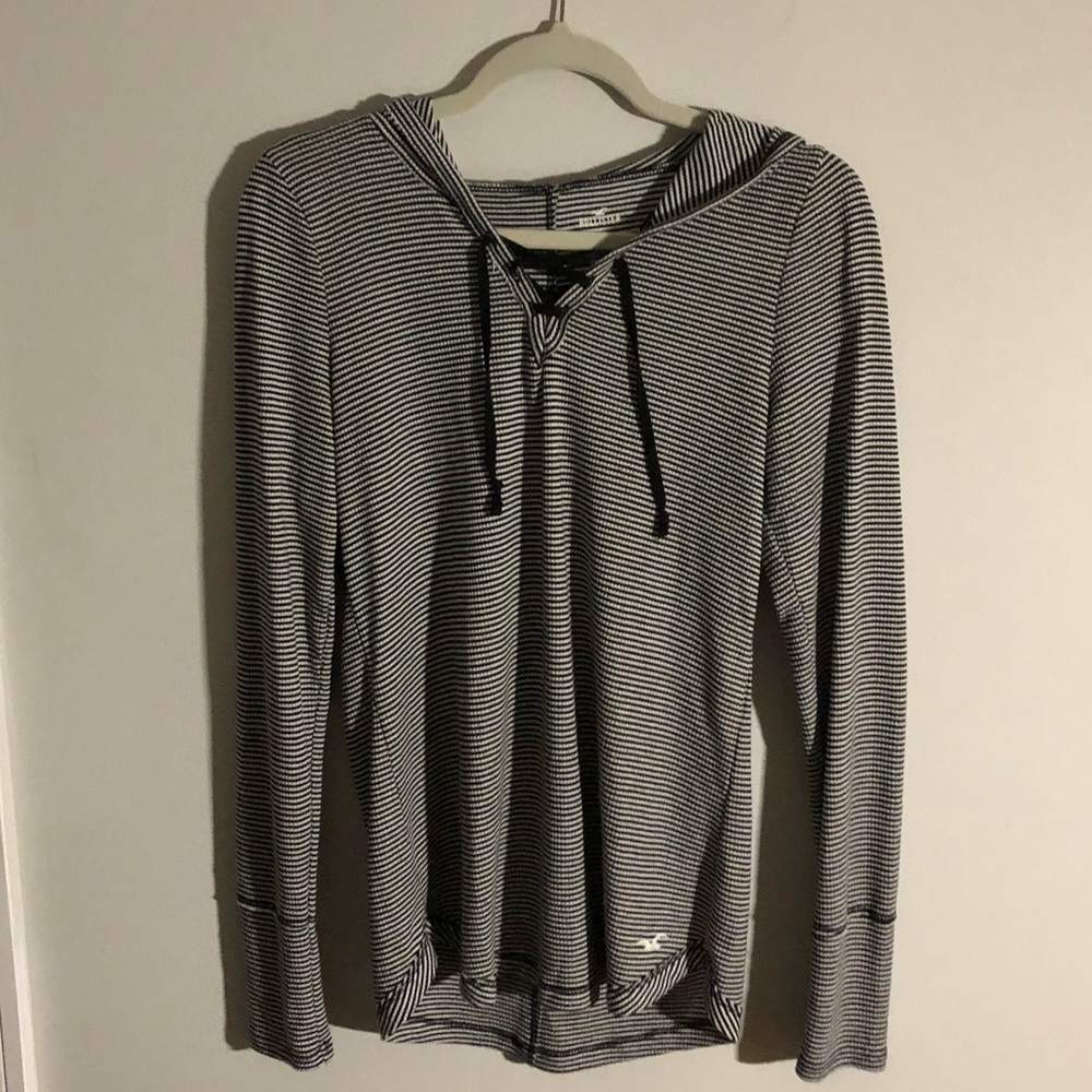 Striped Hollister waffle hoodie